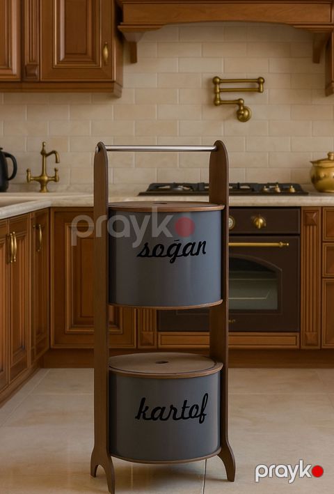 Stellaj tərəvəz, 2 mərtəbəli, yumru, boz - homestore_vm1761 — Bakı