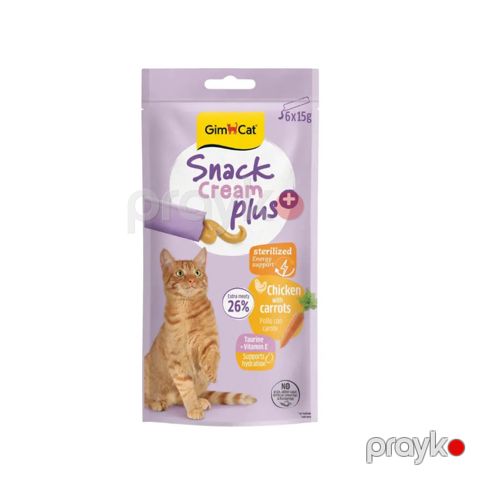 Pişiklər üçün məzə GimCat Snack Cream Plus, toyuq və kök, 6x15 q — Bakı