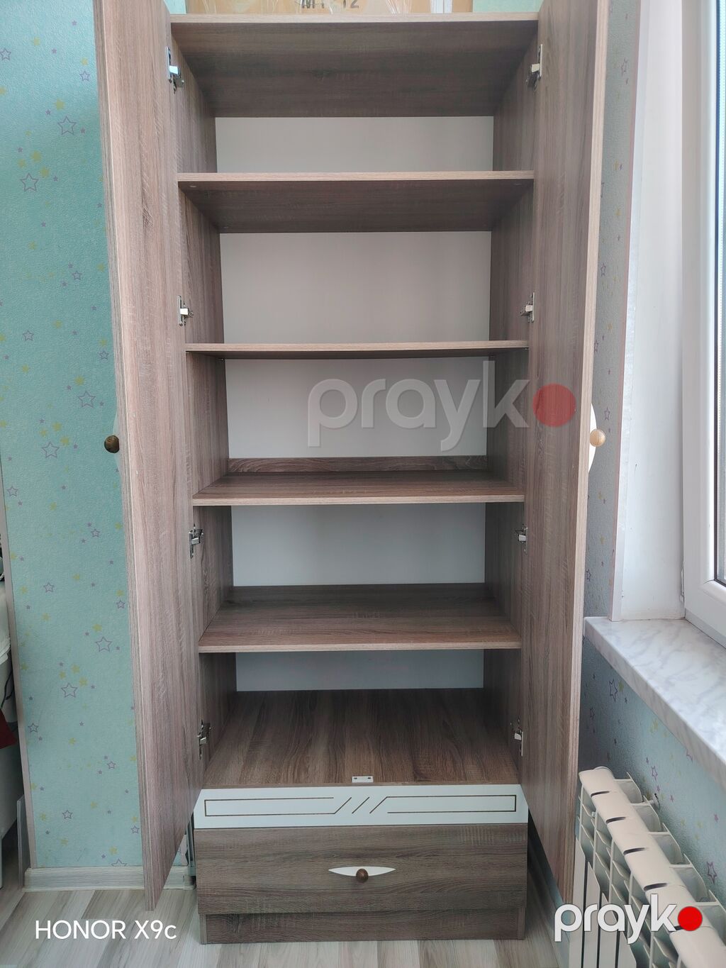 İki qapılı şkaf - Material: laminat/LDSP, ağac teksturalı qəhvəyi — Şkaflar, Masazır (2)