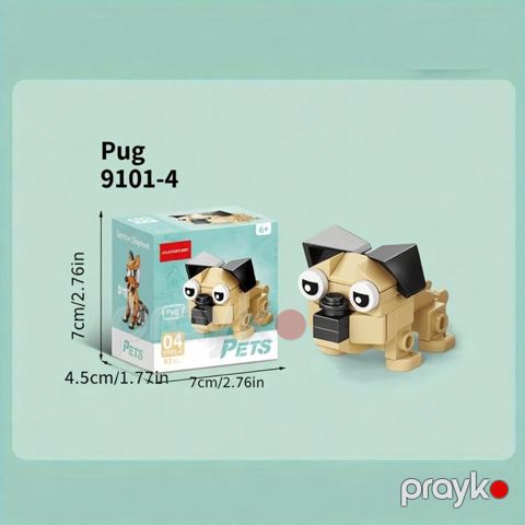 Yığma model Mini Sevimli Evcil Heyvan Seriyası Pug — Bakı