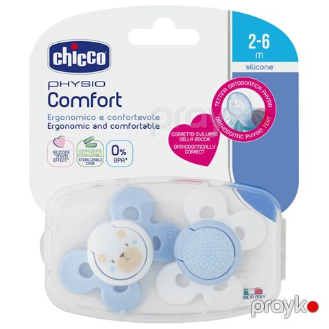 Əmziklər dəsti Chicco Physio Comfort Boy, 2-6 ay, silikon, 2 əd — Bakı