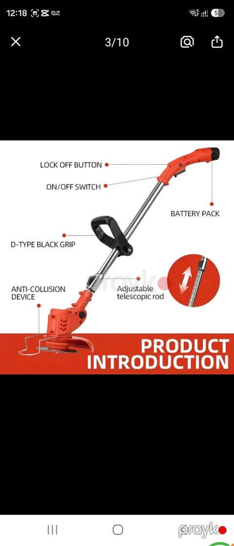 Akkumulyatorlu ot biçən/trimmer Xüsusiyyətlər: - 12V Li-ion çıxarılan — Gəncə