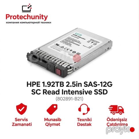 HPE 1.92TB 2.5in SAS 12G SC Read Intensive SSD (802891-B21) — Bakı