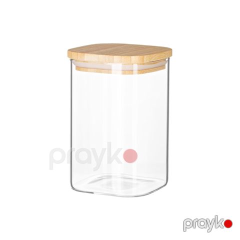 Saxlama bankası Ardesto Fresh AR1348BLS, 480 ml, şüşə/bambuk, şəffaf, kvadrat — Bakı