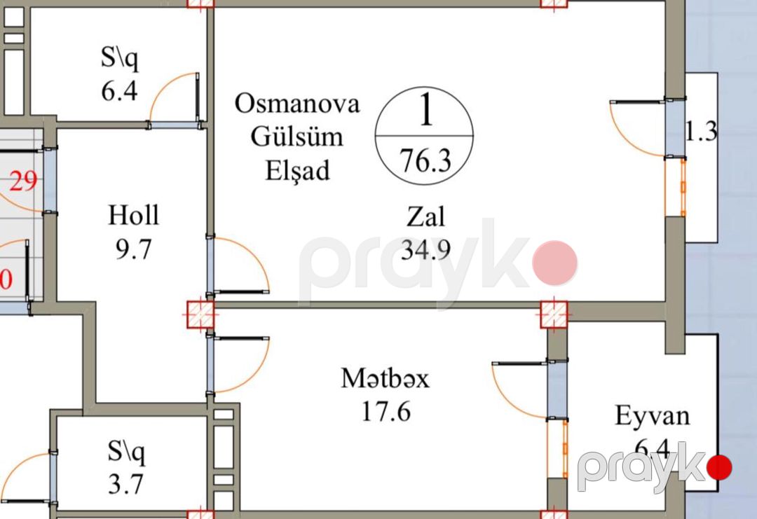 Satılır 2 otaqlı yeni tikili 76.3 m² — Mənzil, Bakı (12)