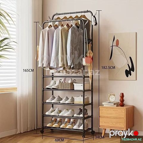 Asılqanlı Geyim Stendi + Ayaqqabı Polkası — Bakı