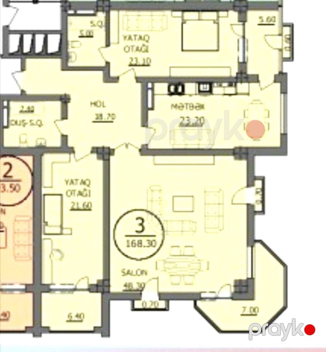 Satılır 3 otaqlı yeni tikili 168 m² — Mənzil, Bakı (2)