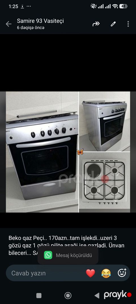 Beko qaz Peçi. 170azn. tam işlekdi. uzeri 3 gözü qaz 1 gözü — Bakı