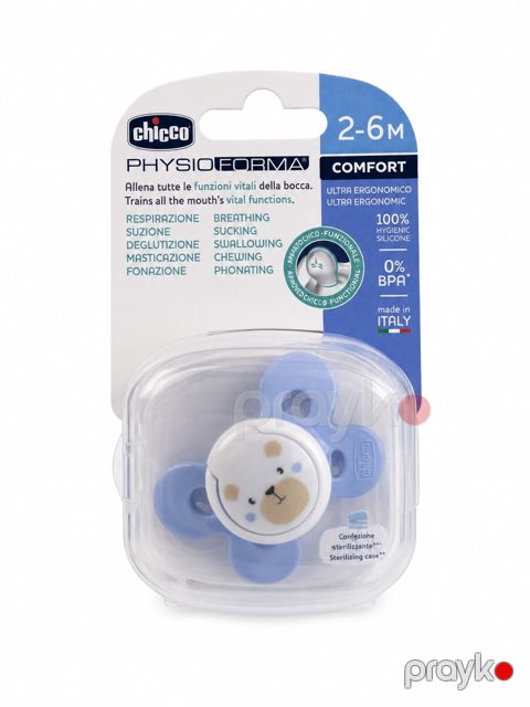 Silikon əmzik Chicco Physio Comfort, mavi, 2-6 ay — Bakı