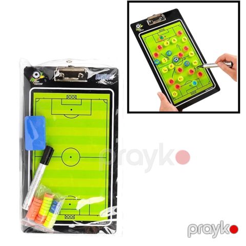 Futbol məşqçiləri üçün plan kitabçası, iki tərəfli, 25x40 sm, oyun lövhəsi və aksesuarlarla — Bakı