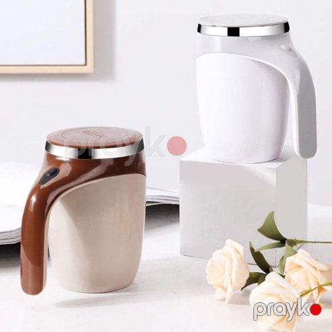 Fincan avtomatik qarışdırıcı, qəhvəyi, 400 ml, çevreci plastik, ikiqat divarlı, portativ, Amerika üslubunda, logo ilə fərdiləşdirilə bilən - prl_0130 — Bakı
