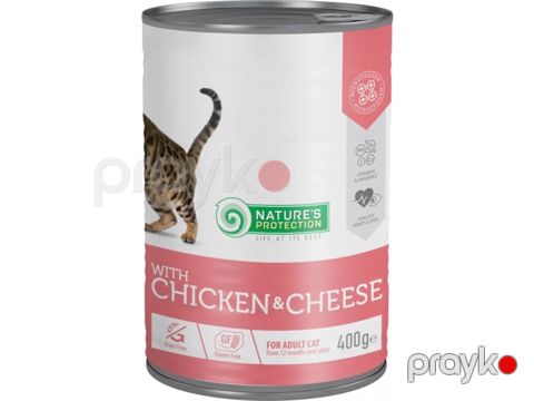 Nəm yem pişiklər üçün Nature's Protection, toyuq/pendir, 400 q — Bakı