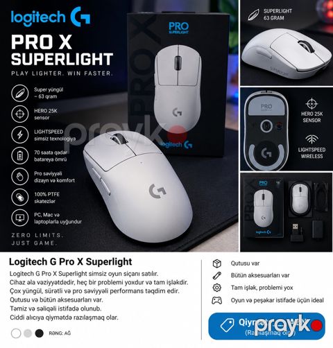 Logitech G Pro X Superlight — Ağ — Bakı