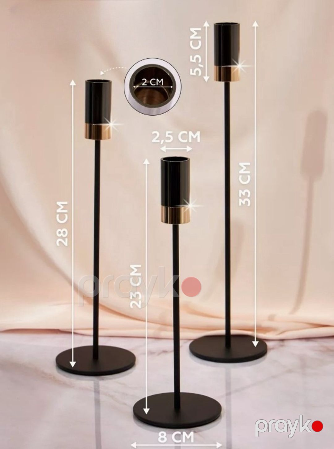 Şamdan dəsti Gold 040/RAX008, metal, qara, 3 əd — Mallar, Bakı (3)
