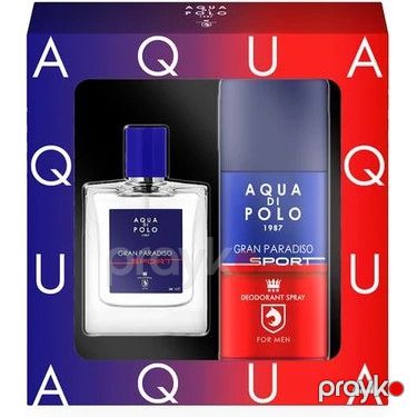 Aqua di Polo 1987 Gran Paradiso Sport kişilər üçün ətir dəsti (ətir suyu 50 ml + dezodorant 150 ml) — Bakı