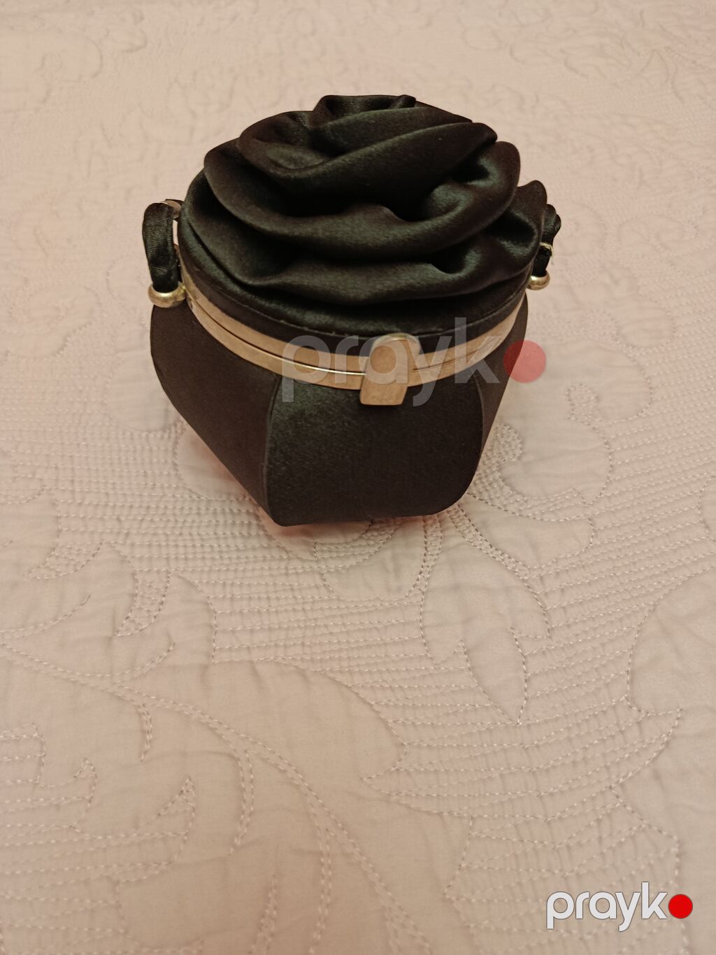 Qara atlaslı zərif qadın klatç/mini çanta - Material: Parlaq atlas — Çantalar, çamadanlar, cüzdanlar, Bakı (2)