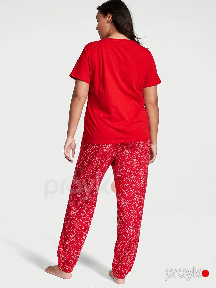 Qadınlar üçün şalvarlı pijama dəsti Victoria’s Secret Flannel Tee Jama, qırmızı, pambıq, ölçü 36 — Mallar, Bakı (2)