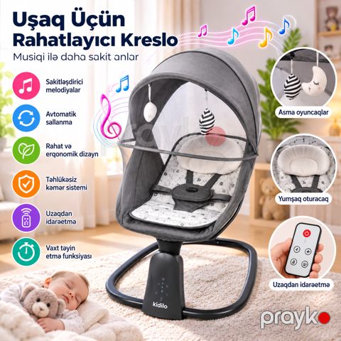 Uşaq yelləncək-şezlonqu NM10, 0+, 15 kq qədər, boz — Bakı