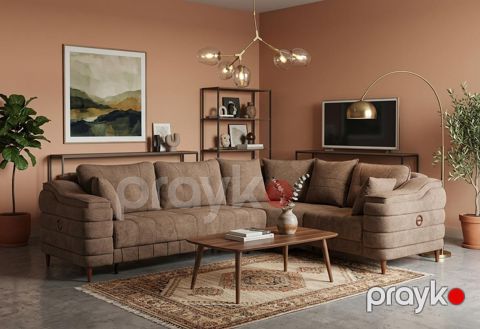 Künc divan Stil Mebel Flamingo, tekstil, qəhvəyi, 320x270x100 sm — Bakı