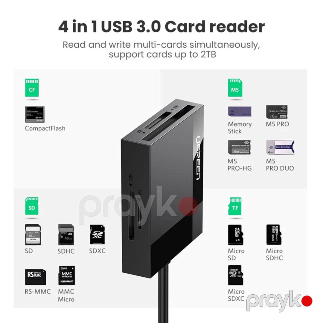 Micro SD oxuyucu "Ugreen USB 3.0 All-in-One SD Card Reader 50cm" — Periferik cihazlar, Bakı (2)