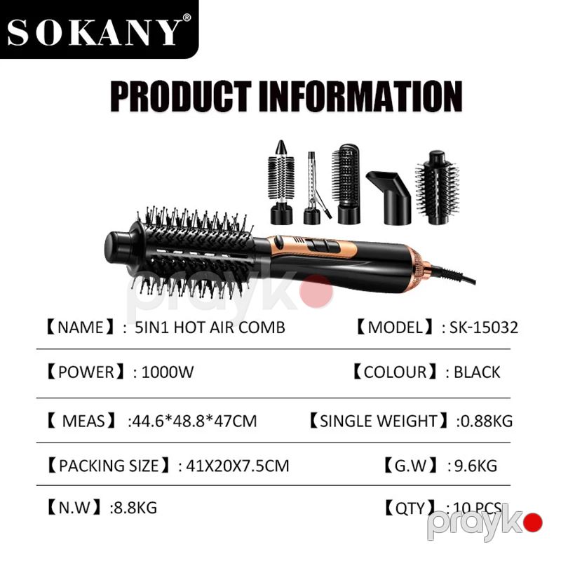 Sokany SK-15032 Çoxfunksiyalı Saç Quruducu Fen Dəsti 5 Fərqli Başlıqlı Fen — Fən, Bakı (5)