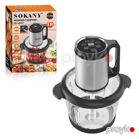 Sokany SK-06027 600W 3L Çoxfunksiyalı Sensorlu Elektrikli Doğrayıcı Wonder Chopper Blender — Bakı