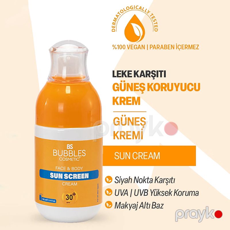 Bs Bubbles Cosmetic Günəş Ləkələrinə Qarşı Makyaj Altı Bazlı Güneş Qoruyucu Krem 30spf 100ml — Gözəllik və səhiyyə, Bakı (7)