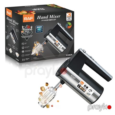 RAF Elektrikli Əl Mikser, 450W Güc, Qara və Gümüş, R-6629, Mətbəx Cihazı RAF R.6629 5 pilləli çırpıcı Mikser — Bakı