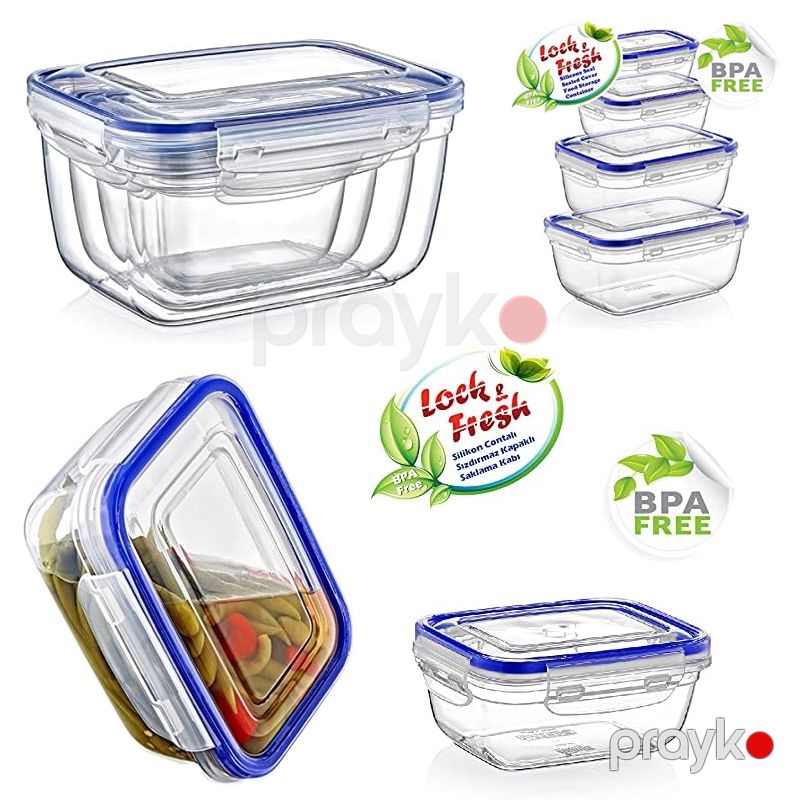 Hermetik Düzbucaqlı Saxlama Qabı Dəsti 400-800-1400-2300ml Plastik Sızdırmaz Qida Saxlama Konteyneri Şəffaf 4 Ədəd — Qablar və mətbəx əşyaları, Bakı (2)