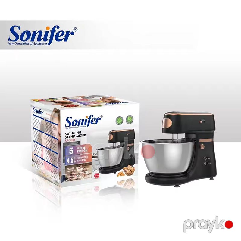 Sonifer SF-7033 Yüksək Keyfiyyətli Elektrikli Mikser 2-si 1 Arada Yumurta Çırpıcı Xəmir Qarışdıran Stand Mikser 350W — Blenderlər, xırdalayanlar və mikserlər, Bakı (3)