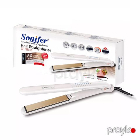 Sonifer SF-9501 elektrikli sensor ekranlı keramika örtüklü saç düzləndiricisi peşəkar 360 dərəcə fırlanan ütü feni — Bakı