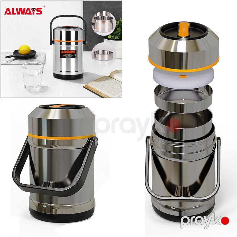 Always Termos Qab 2l İsti Yemək Saxlama Qabı Lunch Box 3 Qatlı İzolyasiya Yemək Termosu Polad Səyahət Nahar Termosu — Qablar və mətbəx əşyaları, Bakı (3)