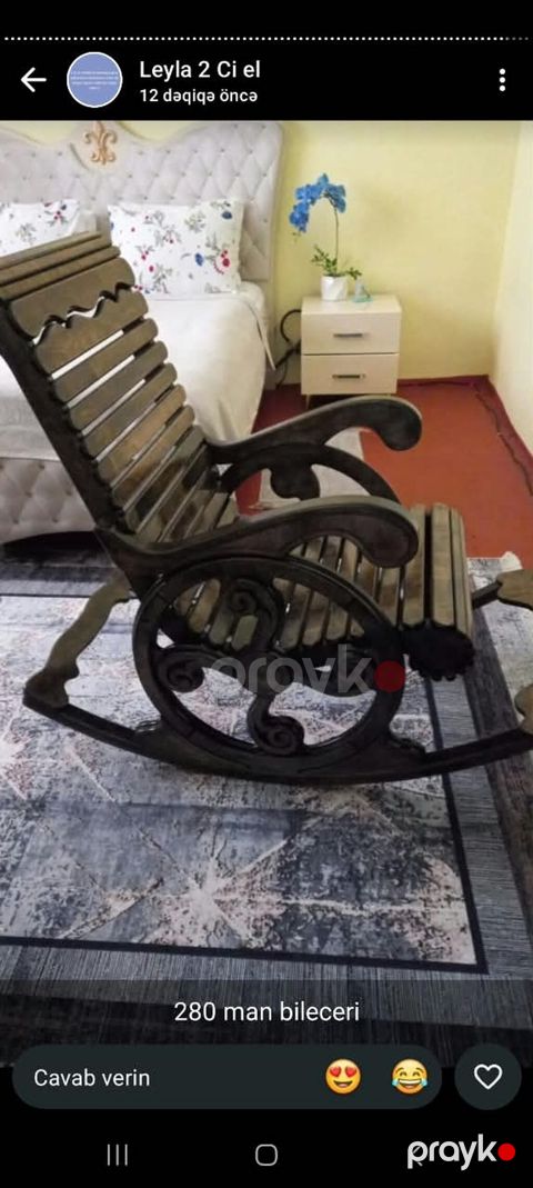 Taxta yelləncək kreslo - Material: bütöv ağacdan hazırlanmış, lamelli — Bakı