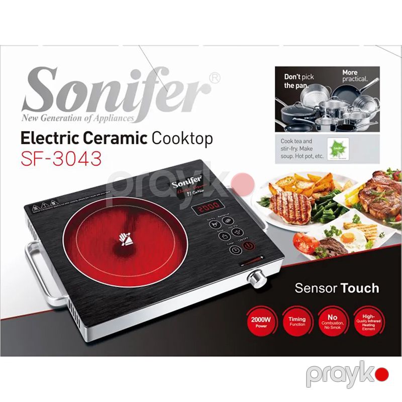 Sonifer SF-3043 Keramika Səthli Elektrik Sobası Qızdırıcı Elektrikli Bişirmə Pilitəsi 2000W — Plitələr, Bakı (5)