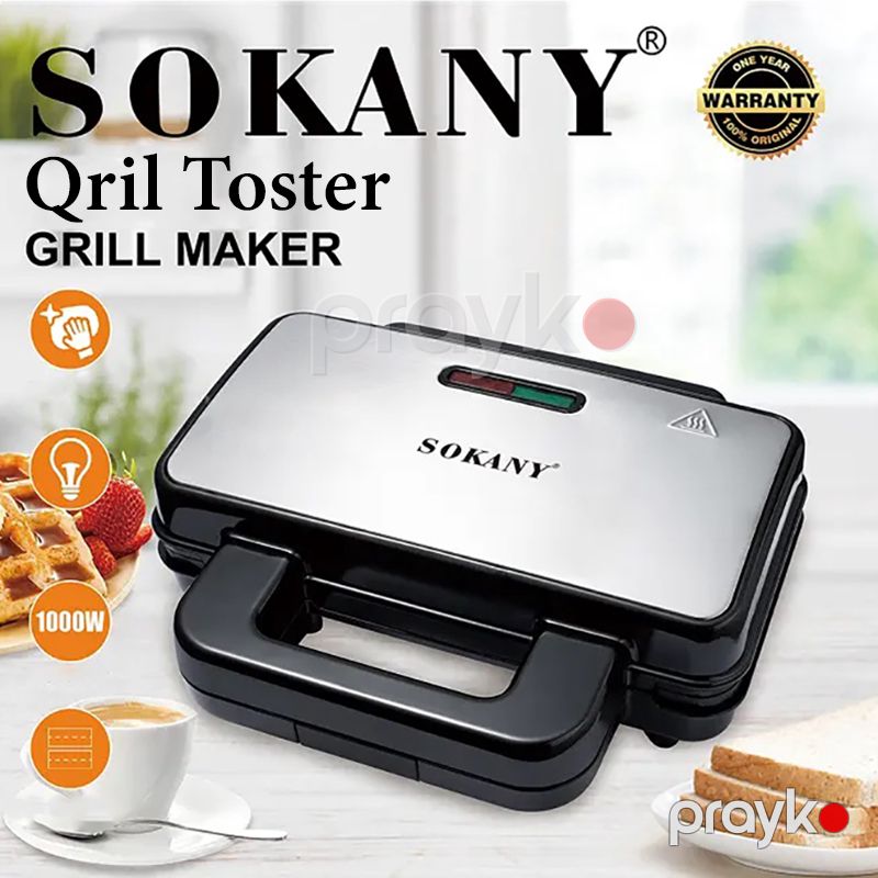 Elektrik Sokany Vafli Hazırlayan Maşın SK-BBQ-227 Elektrikli Yapışmayan Led İşıqlı Qril Toster Sendviç Maşını 1000W — Toster və vaflyasıcı, Bakı (3)