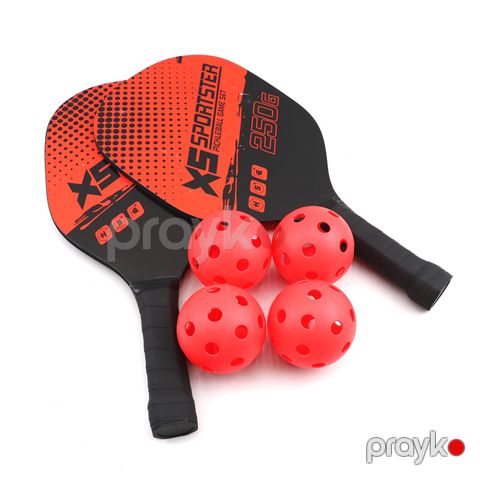 Pickleball Raketi Qırmızı Pickleball Paddle Set Taxta Pickleball Raketleri 4 Top Çanta Qapalı və Açıq Hava Tennisi — Bakı