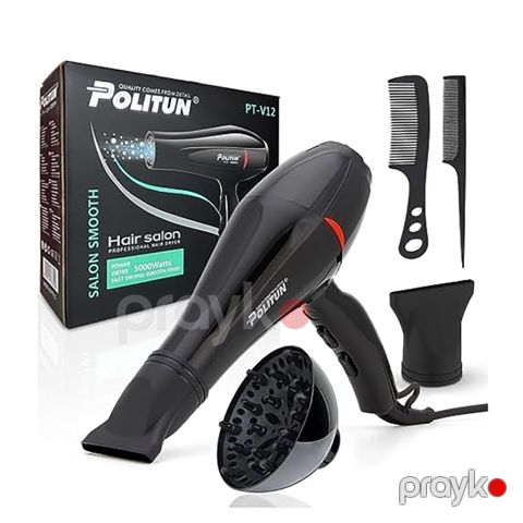 Polıtun PT-V12 Elektrikli Saç Qurutma Feni 2 Başlıqlı Hava Feni Saç Şəkilləndirici Fen 5000 W — Bakı
