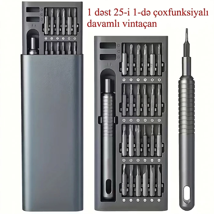 Axth Peşəkar Maqnitli Vintaçan Dəsti – Evinizdə və Ofisinizdə Hər Cür Mikrotəmir İşləri Üçün 25-i 1-də Mükəmməl Həll — Bakı