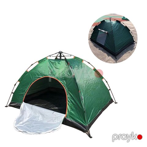 Turist Çadırı Avtomatik Qatlanan Qapılı 4 Neferlik Kamp Çadrı Mavi/narıncı Rengli 200x200x140sm Qapılı Çadr — Bakı