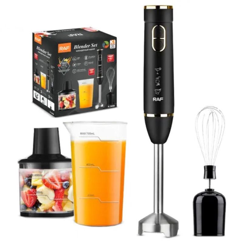 RAF R368B 4-ü 1 Arada Blender Dəsti 800W Gücündə Mikser Seti Portativ RAF Əl Blender Dəsti 15000rpm — Blenderlər, xırdalayanlar və mikserlər, Bakı (6)