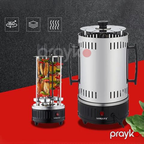 Sokany Elektrikli Soba Dumansız Avtomatik Fırlanan Manqal Şişi Qril Kabab Maşını Ev Üçün Avtomatik Manqal Kuboku — Bakı