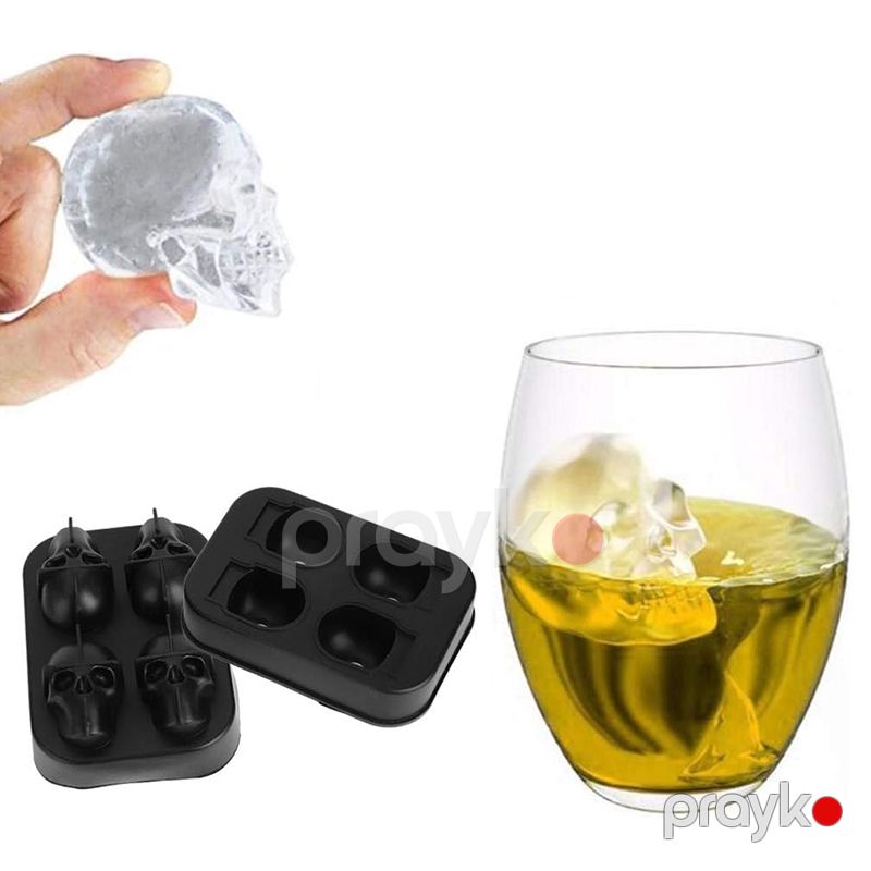 Silikon Buz Qabı Silikon Dörd Kəllə Formalı Buz Küpü Ev Və Bar Üçün Buz Qabı Kokteyl Buzlu Qəhvə Buzlu Çay Soda Su Üçün Buz Qabı — Qablar və mətbəx əşyaları, Bakı (3)