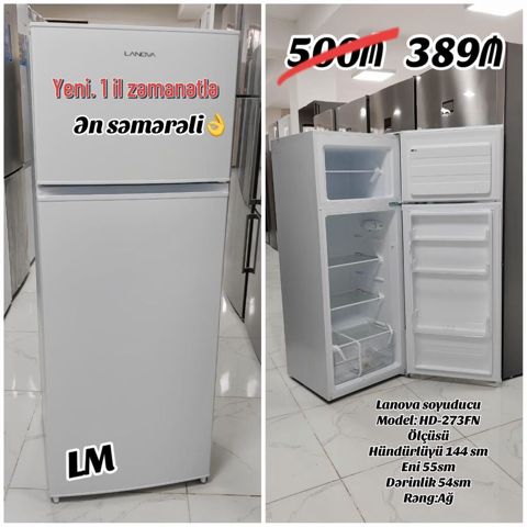 Lanova DeFrost soyuducu Model: HD-273FN Rəng: Ağ Ölçülər: Hündürlük — Bakı