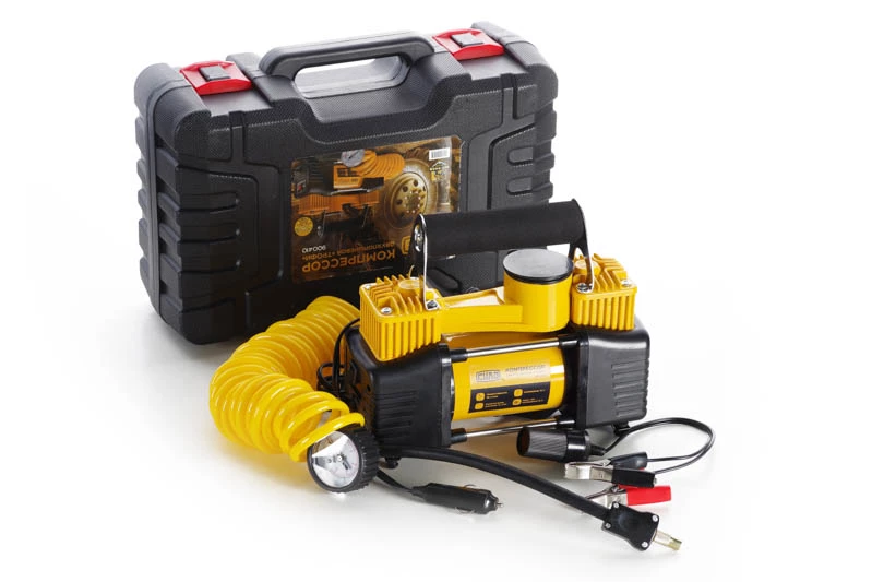 Porşenli 12V ikisilindirli kompressor, 280 Watt 72 L/Min gücündə, uzun şlanqlı, çantada — Mallar, Bakı (2)