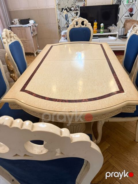 Qonaq otağı üçün, İşlənmiş, Oval masa, 6 stul — Bakı