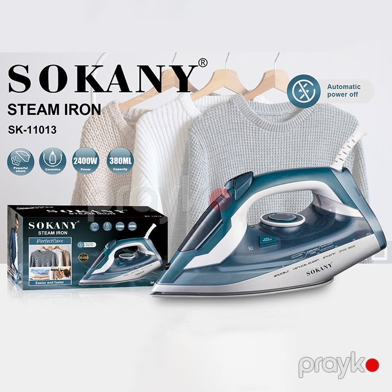 Ütü Sokany SK-11013 Elektrikli Ütü Mavi Rəngli Güclü Buxarlı ütü — Ev texnikası, Bakı (2)