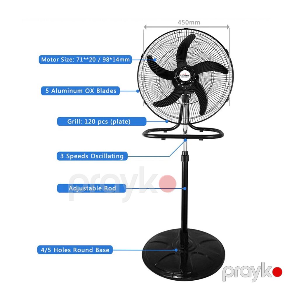 Funksional Vegastar Elektrikli Ventilyator Ev üçün 3 Sürətli Sərinkeş 46 sm — Ventilyatorlar, Bakı (5)