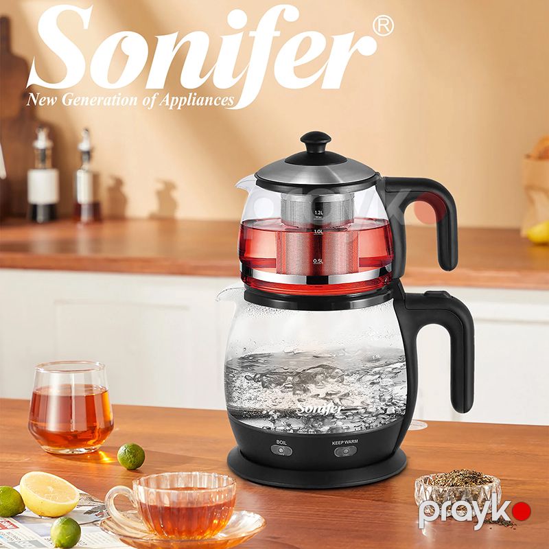 Sonifer SF-2089 Elektrikli Çaydan Çaynik Dəsti 2200W Gücündə Çaydan Tutumu 1,8L Çaynik Tutumu 1,2 L — Elektrik çaydanları və termoslar, Bakı (3)