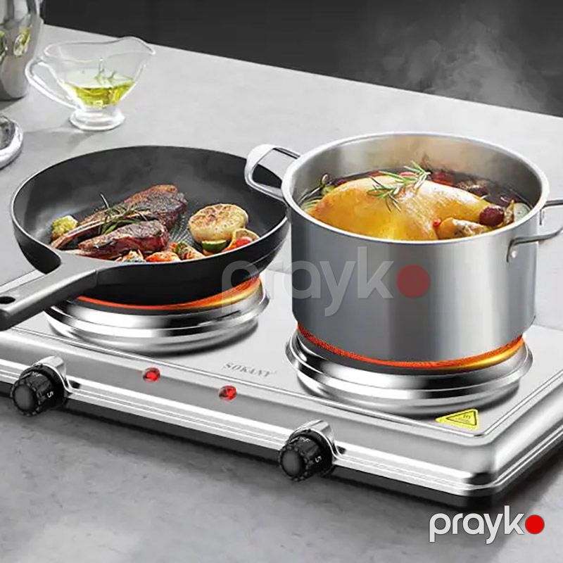 Sokany SK-5112 Çoxfunksiyalı Elektrikli İki Ocaqlı Qızdırıcı Soba Plitə 2000W — Plitələr, Bakı (2)