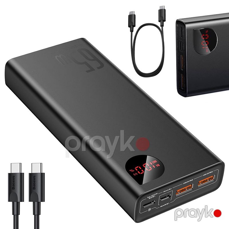 Baseus Adaman 20000mAh Black Noutbuk Üçün 65W 20000mAh Portativ Şarj Cihazı Sürətli Doldurma USB C 4 — Telefonlar və qadjetlər, Bakı (3)
